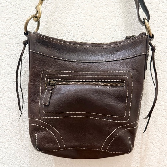 Vintage Y2K COACH 10398 Dark Brown Leather Bleecker Slim Shoulder Crossbody Bag - Picture 11 of 16